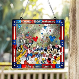 Patriotic Magic Cartoon - Personalized Mouse Window Hanging Suncatcher Ornament – view 5