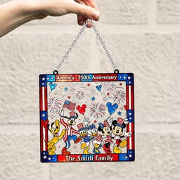 Patriotic Magic Cartoon - Personalized Mouse Window Hanging Suncatcher Ornament – view 3