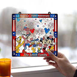 Patriotic Magic Cartoon - Personalized Mouse Window Hanging Suncatcher Ornament – view 4