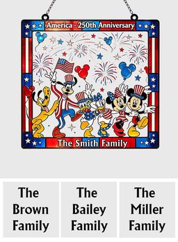 Patriotic Magic Cartoon - Personalized Mouse Window Hanging Suncatcher Ornament – view 7