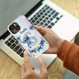 Cute Blue Alien With Letter - Personalized Ohana Full Print Phone Case – view 4