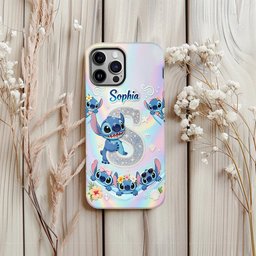 Cute Blue Alien With Letter - Personalized Ohana Full Print Phone Case – view 6