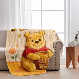 Cute Yellow Bear - Personalized Yellow Bear Blanket – view 2
