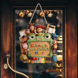 Teacher's Story Welcome Sign - Personalized Teacher Custom Shaped Wood Sign – view 3
