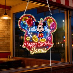 Happy Birthday - Personalized Mouse Neon LED Light Sign – view 2