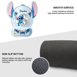Cute Blue Alien With Letter - Personalized Ohana Mouse Pad Custom Shape – view 5
