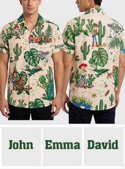 Tropical Cartoon Toy Friends - Personalized Movie For Kids Hawaiian Shirt – view 7