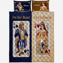 Her Beast His Beauty - Personalized Beauty And The Beast Quilt Set – view 2