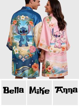 Ohana Vibe - Personalized Ohana Pajama Kimono Robe – view 6