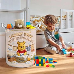 Laundry Today - Personalized Yellow Bear Storage Basket – view 4