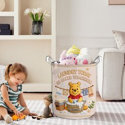 Laundry Today - Personalized Yellow Bear Storage Basket – view 3