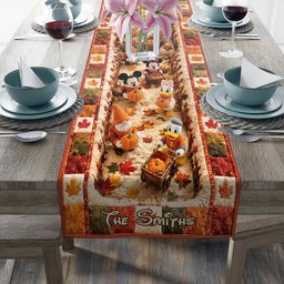 Autumn Vibes, Cartoon Mouse Fans Gift - Personalized Mouse Table Runner – view 2