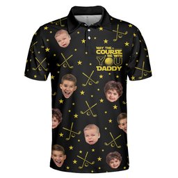 May The Course Be With You Daddy - Custom Faces - Personalized Photo Polo Shirt – view 5