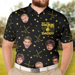 May The Course Be With You Daddy - Custom Faces - Personalized Photo Polo Shirt – view 2