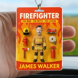 Firefighter The Man The Myth Legend - Personalized Photo Rear View Mirror Accessory – view 4