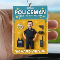 Policeman The Man The Myth The Legend - Personalized Photo Rear View Mirror Accessory – view 4