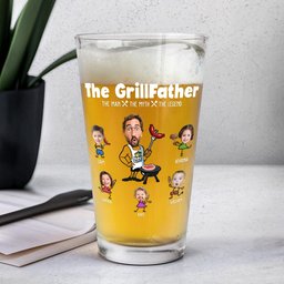 The Grillfather - Gifts For BBQ Dad From Kids - Personalized Photo Beer Glass – view 5