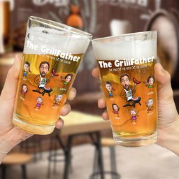 The Grillfather - Gifts For BBQ Dad From Kids - Personalized Photo Beer Glass – view 4