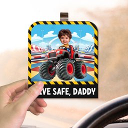 Drive Safe, Daddy - Personalized Wooden Photo Car Visor Clip – view 4