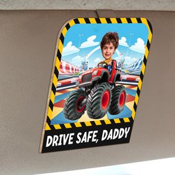 Drive Safe, Daddy - Personalized Wooden Photo Car Visor Clip – view 3