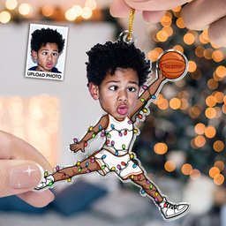 Basketball Players - Personalized Acrylic Photo Ornament – view 2