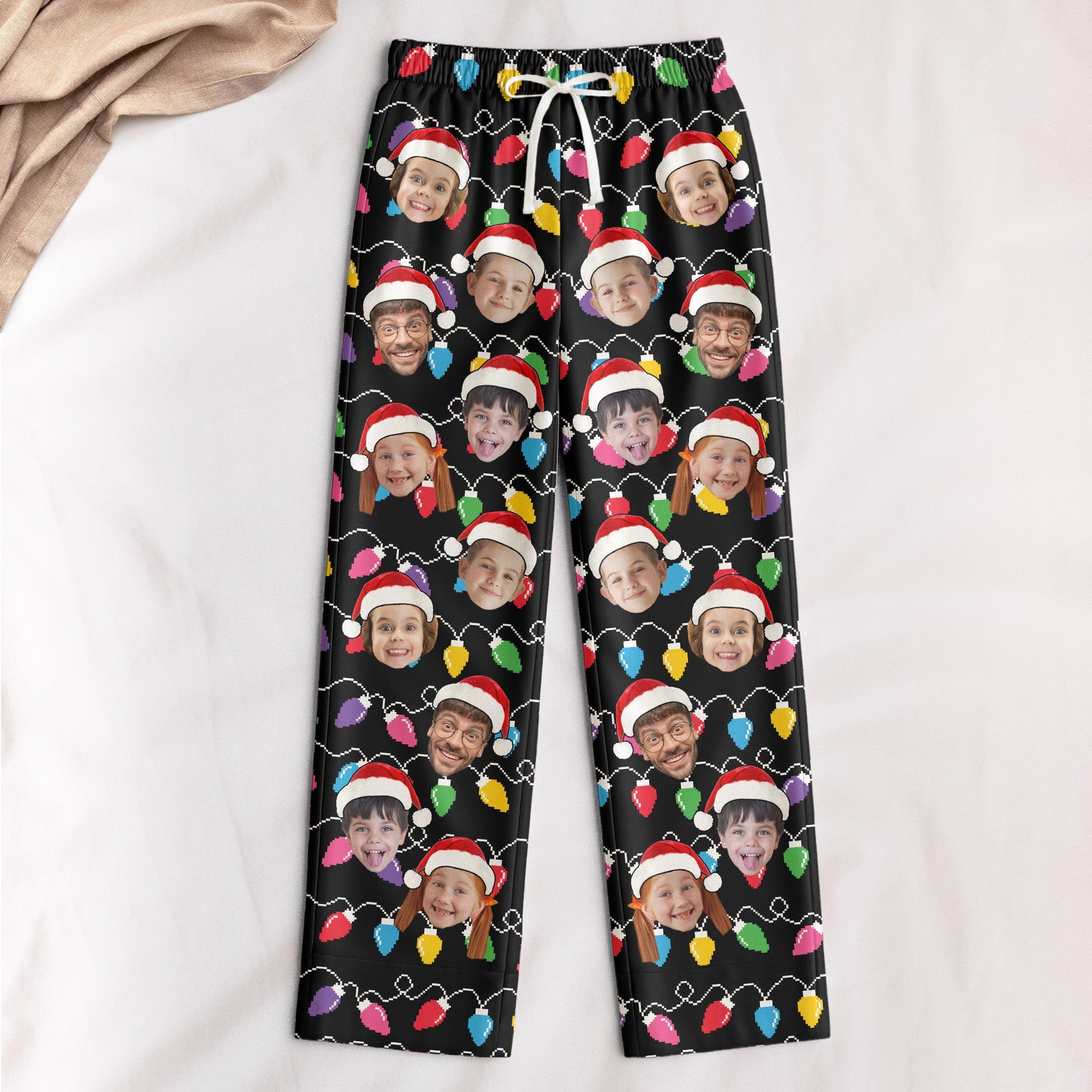 Custom Face Christmas Family Silly Xmas - Personalized Photo Satin Pajama Pants