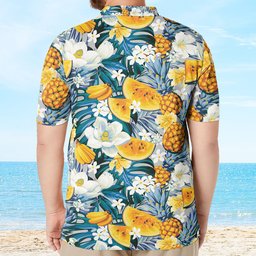 Custom Polo Shirt With Funny Face Hawaiian Pattern - Personalized Photo Polo Shirt – view 5