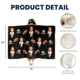 Football Players Custom Face - Personalized Photo Wearable Blanket Hoodie – view 7