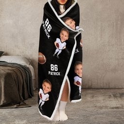 Football Players Custom Face - Personalized Photo Wearable Blanket Hoodie – view 5