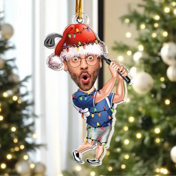Golf Player - Personalized Acrylic Photo Ornament – view 4