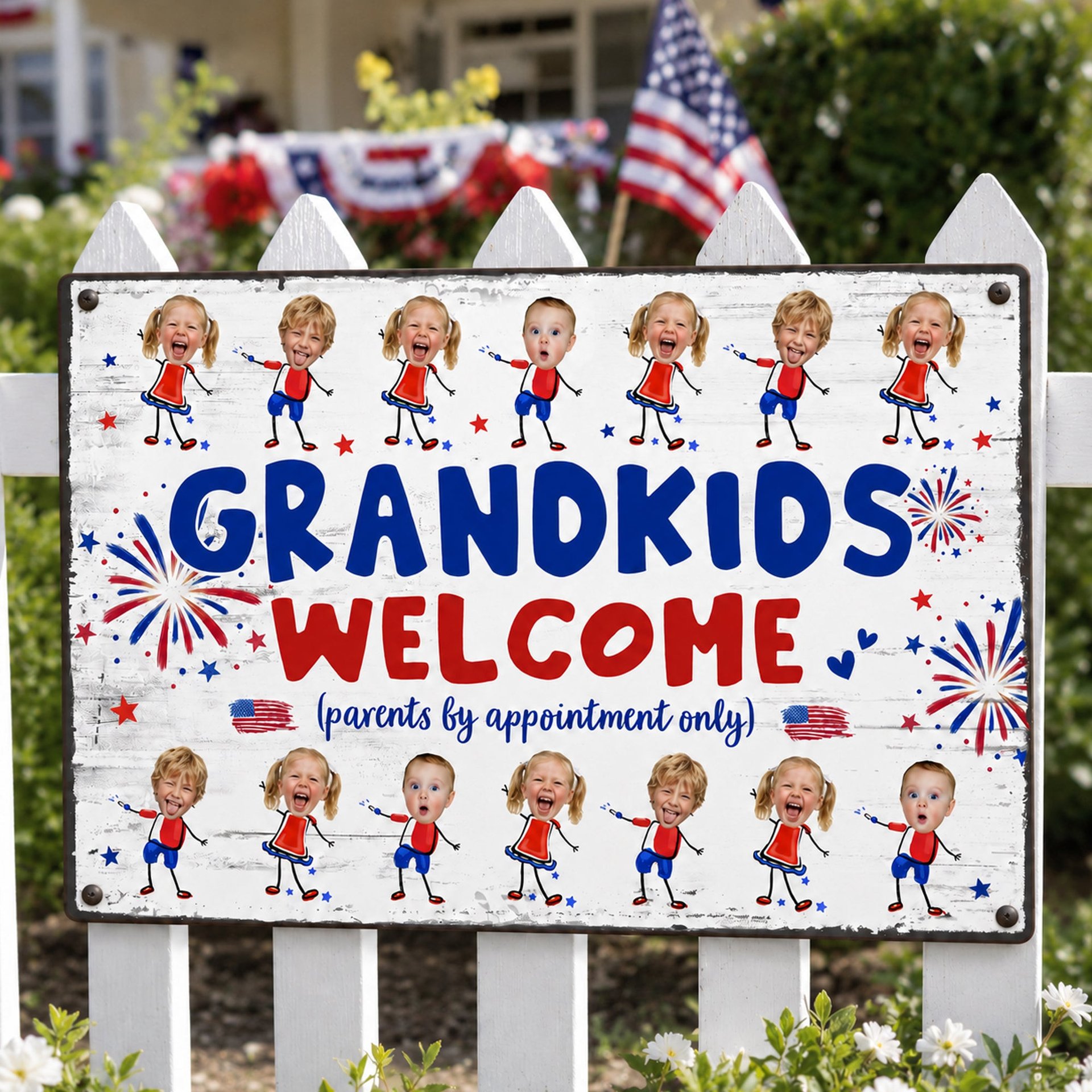 Grandma And Grandpa's House Funny Independence Day - Personalized Metal Sign