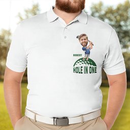 Hole In One Custom Face Gift For Golfer, Dad, Husband - Custom Photo Golf Shirt – view 2
