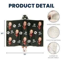 Soccer Players Custom Face - Personalized Photo Wearable Blanket Hoodie – view 7
