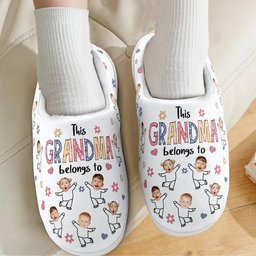This Grandma Belongs To Custom Kid Faces - Personalized Photo Slippers – view 2