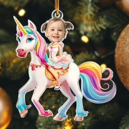 Unicorn Princess - Custom Face Ornament Gifts For Girl, Daughter - Personalized Acrylic Photo Ornament – view 2