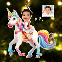 Unicorn Princess - Custom Face Ornament Gifts For Girl, Daughter - Personalized Acrylic Photo Ornament – view 4