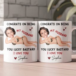 Congrats On Being My Husband You Lucky Bastard - Funny Anniversary Gift, Valentine's Day Gifts - Personalized Photo Mug – vie