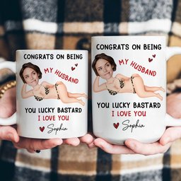 Congrats On Being My Husband You Lucky Bastard - Funny Anniversary Gift, Valentine's Day Gifts - Personalized Photo Mug – vie
