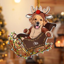 Custom Face Adorable Baby With Santa Sleigh - Personalized Acrylic Photo Ornament – view 6