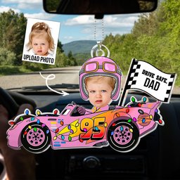 Drive Safe Daddy Custom Face Kid - Personalized Photo Rear View Mirror Accessory – view 4