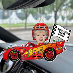 Drive Safe Daddy Custom Face Kid - Personalized Photo Rear View Mirror Accessory – view 6