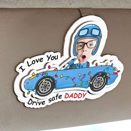 Drive Safe Daddy I Love You - Personalized Wooden Photo Car Visor Clip – view 2