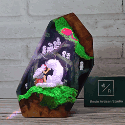 Ghibli Inspired Anime Forest Resin Lamp, Customer Anime Resin Lamp, Hot Anime, Epoxy Resin Lamp, Gift for Kids, Gift for mom,