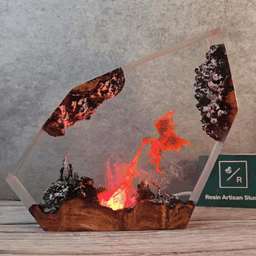 Father's day Gift,Handmade Gift Fire Breath Dragon Resin Lamp, Dragon lamp, resin night light, Lamp decor , Gift for kid, Mot