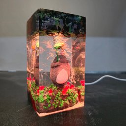 Handmade resin lamp, Diorama resin epoxy, Epoxy and Wooden Night Light, Table lamp, Birthday Gift, Anime Model, Father day's,