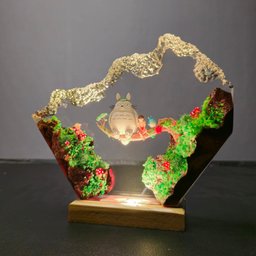 Handmade resin lamp, Diorama resin epoxy, Epoxy and Wooden Night Light, Table lamp, Birthday Gift, Anime Model, Father day's,