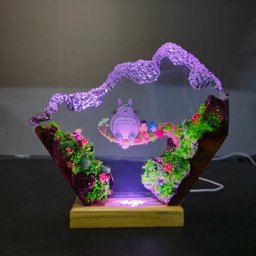 Handmade resin lamp, Diorama resin epoxy, Epoxy and Wooden Night Light, Table lamp, Birthday Gift, Anime Model, Father day's,