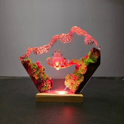 Handmade resin lamp, Diorama resin epoxy, Epoxy and Wooden Night Light, Table lamp, Birthday Gift, Anime Model, Father day's,