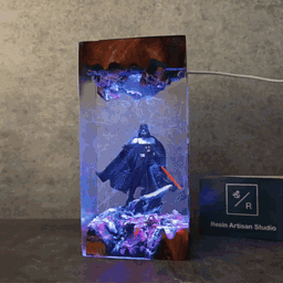 Diorama Da.rth Va.der lamp, resin wood lamp, gift for him, Sword light saber, gaming decor, gift for men, ,Star.war lamp, Val