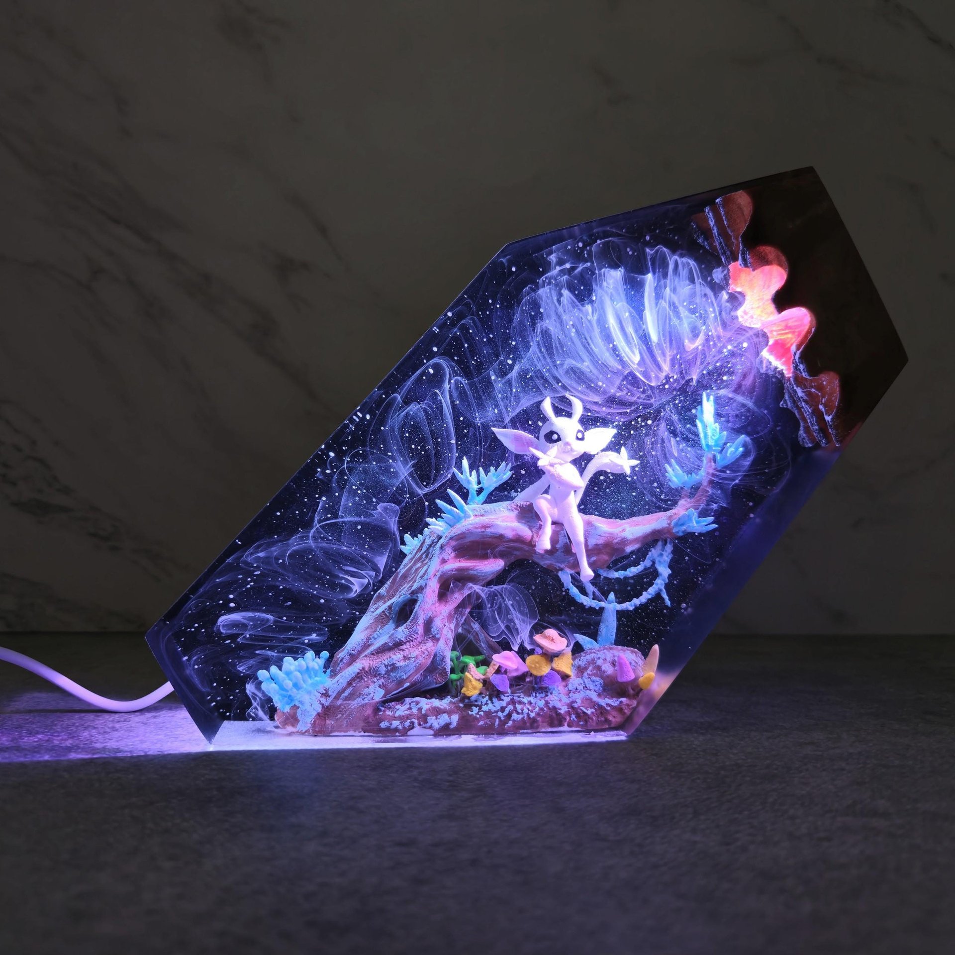 Custume O.ri and the B.lind Forest,Hot Anime, Epoxy Resin Lamp, Wood Lamp, Handmade Lamp, Game Gift, Video Game, Valentine's 